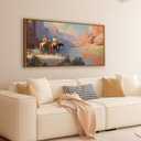 QTUSYUR Western Cowboy Wall Art Framed Rodeo Horseback Riding Desert Print, size 39"/20"