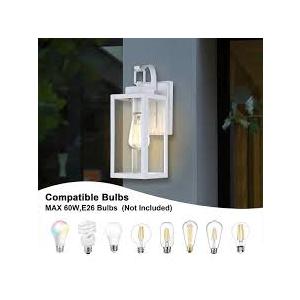 13 in.1-Light Matte White Hardwired Outdoor Wall Lantern Modern Sconce-with Clear Glass 2 Pack