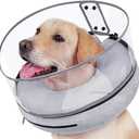 BARKLESS Inflatable Dog Cone, Protective Dog Surgery Collar to Stop Licking Biting Wounds, Soft Donut Cone with Detachable Clear Shield, Adjustable Blow-up Collar for Surgery Recovery (Grey, XL) (XL (Neck: 18"-23"))