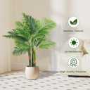 AnTing 4FT Artificial Golden Cane Palm Tree 15Leaves Faux Triple Tropical Palm Plants with Pot for Gift Home Office Decor Green (Set of 2)