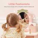 OOOK Toddler Vanity for 3 Year Old, Kids Vanity with Pretend Makeup Accessories, Makeup Table for Kids with Drawer, Pink