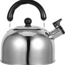 Amosfun Flat Bottom Whistling Tea Kettle - 2 L Stainless Steel Stovetop Teapot with Ergonomic Handle for Stovetop Induction Bottom 7.8 Inch