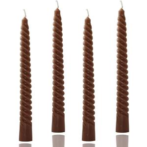 Spiral Brown Tapered Candle,8 inch-Set of 4 Tapered Candles, Tall Candlesticks, Long Candl Sticks, Home Dinner, Party, Wedding, Halloween(4, Brown, 8 inch)