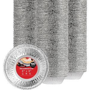 Stock Your Home 100 Count Aluminum Mini Pie Pans - 3 Inch Disposable Recyclable Foil Pie Tins for Bakeries, Cafes, Restaurants