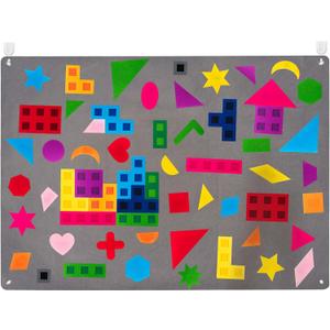 WATINC 64Pcs Preschool Shapes Teaching Felt Board Story Set 3.5 Ft Colorful Montessori Teacher Aide Tangrams Storytelling Flannel Interactive Play Kit Wall Hanging Gift for Toddlers