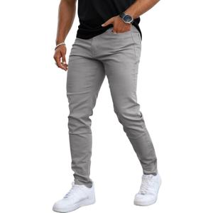 Mens Jeans Skinny Stretch Premium High Rise Colored Jeans Expandable Waist
(32W x 28L, Grey)