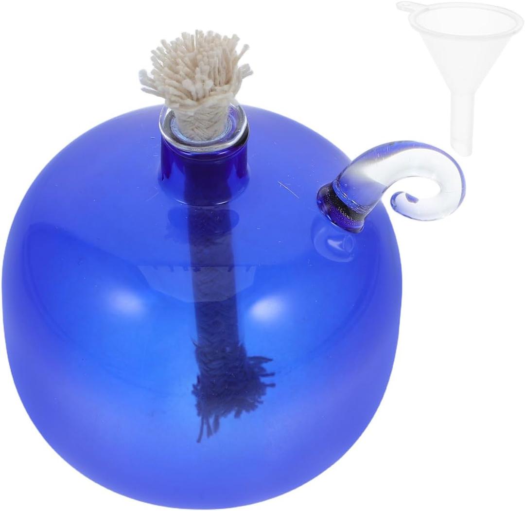 GLEAVI Refillable Glass Oil Lamp 2.75 Inch Borosilicate Round Liquid Oil Candle for Indoor Use Home Decor Ambient Lighting