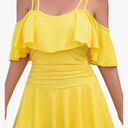 COCOPEAR Women's One Piece Flounce Swimsuit Off Shoulder Bathing Suit Tummy Control Swimdress L Yellow