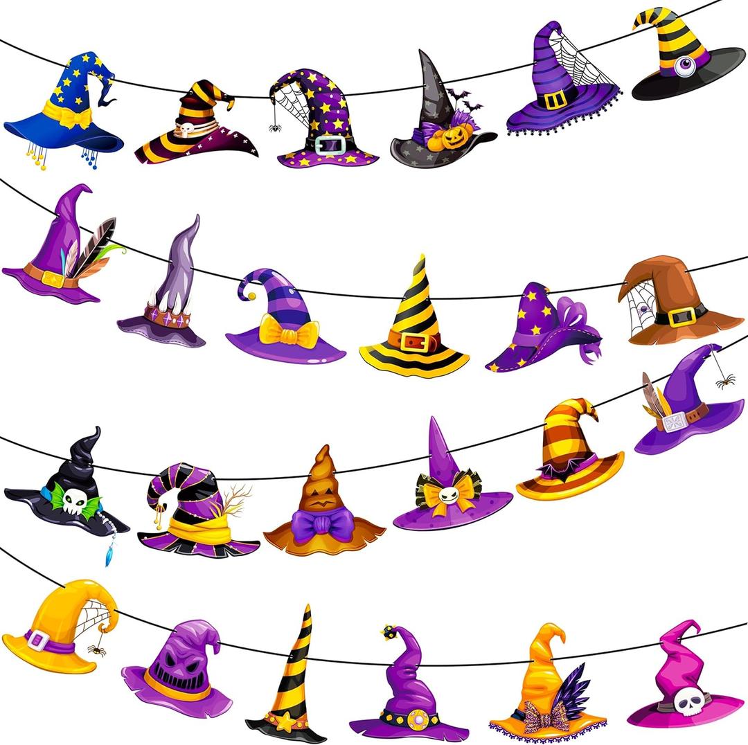 2 x 3 Pcs Witch Hat Banners Halloween Party Decorations Halloween Witch Hat Theme Hanging Banners Decorations for Witches Themed Birthday Party Baby Shower Supplies