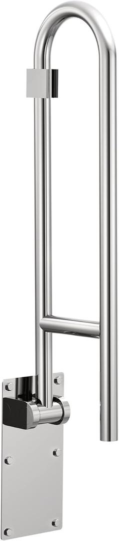 Moen Home Care Bathroom Safety 30 Inch Stainless Steel Flip Up Bathroom Grab Barwith Textured Grip, Elderly Assistance Product, Handicap Accessories for Daily Living, R8960FD (Peened)