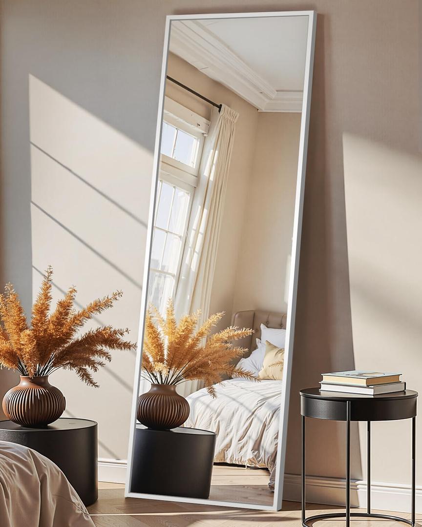 Full Length Floor Mirror 56"x15", Large Standing Body Mirror, Silver