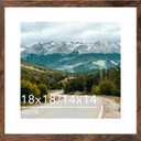 Wood 18x18 Picture Frame with 14x14 Mat Deep Brown, Display 14x14 with Mat or 18x18 without Mat, Wood 18 by 18 Photo Frame, 18 x 18 Frame for Wall Hanging Display, Deep Brown