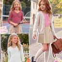 3 Pack Girl's 3/4 Sleeve V Neck Tops | Casual, Chest Ruched Tees, Regular Fit Shirts, Kids, School Day, Layering, Daily Wear, 5-14 Years