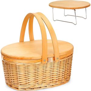 Picnic Basket Wicker Picnic Basket Cooler with Portable Picnic Wine Table and Swing Handle for Beach, Camping, Park, Outdoor Party (Size : S) Picnic Basket Wicker Picnic Basket Cooler with Portable Picnic Wine Table and Swing Handle for Beach, Camping, Park, Outdoor Party (Size : S)