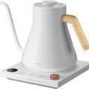 INTASTING Electric Kettles, Gooseneck Electric Kettle, 1 Temperature Control, Stainless Steel Inner, Quick Heating, for Pour Over Coffee, Brew Tea, Boil Hot Water, 0.9L White
