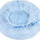 KAIJIE Dog Bed, Cat Calming Bed, Faux Pillow Pet Donut Cuddler Round Plush Bed for Large Medium Small Dogs and Cats Diameter 80cm (Gradient blue)