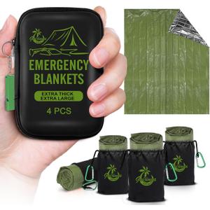 Emergency Blankets for Survival, 2-Pack/4-Pack Space Blankets, Gigantic & Extremely Thick Survival Blanket, Suitable for Outdoor Survival, Camping, and Hiking