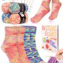 Katech Beginner Knitting Kit for Adults, 4 Pcs Socks Yarn Knitting Kit with Step by Step Instruction and 4 Knitting Needles, Knitting Starter Kit for Learn to Knit Craft Kits Gift