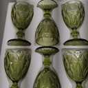 Vintage Liquor Glasses Set of 6, 12 OZ Colored Glass Water Goblets, Embossed Floral Decorative Crystal Glass Cups Set, Dishwasher Safe, for Wedding, Party, Red Liquor Glass, Bars, Restaurants