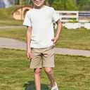 Haloumoning Boys Short Sleeve Shirts Kids Summer Crewneck T-Shirts Casual Tops Tees (White) 150