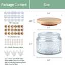 18-Pack 4oz Embossed Glass Candle Container with Bamboo Lids and Labels, Clear Candle Jars for Making Candles, Sun Moon Star Design (Gray)