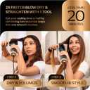 Automatic Dual Voltage Blowout Brush Hair Dryer, 4-in-1 Blow Drying Brush, Ionic Hair Straightener w/No Heat Damage, Light 1.3 lb Blowout Tool, Blow Dryer Curling Wand, Hot Air Styler for All Types