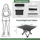 2 Pack Camping Table Foldable, Portable Folding Beach Table, Black-L | Ultralight, Metal, with Carry Bag, Small for Outdoor Travel & Picnic, BBQ, Cooking, Festival, Boat, Home Use