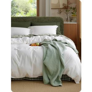 Bedsure PureWoven 100% Washed Cotton Duvet Cover Set, Queen Size, 3-PC