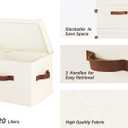 StorageWorks Fabric Storage Bins with Lid, Decorative Storage Boxes for Shelves, Stackable Closet Organizer Basket with Handles, Large, Ivory White, 2-Pack
