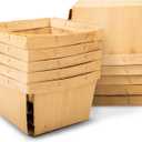 One Quart Wooden Gift Baskets (10 Pack); for Picking Fruit or Arts, Crafts and Decor; 5.75 Square Vented Wood Boxes