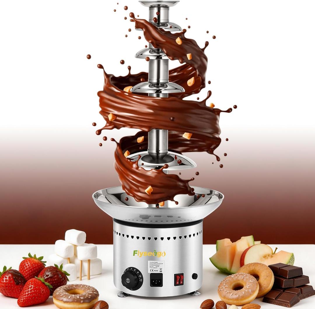 Commercial Chocolate Fountain| 6 Tiers 19 lb Capacity| Large Hot Chocolate Fondue Tower| Stainless Steel Chocolate Melting Heating Machine for Nacho Cheese, Liqueurs, Party, Wedding
