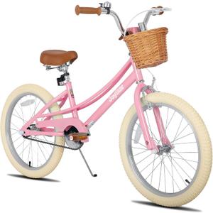 JOYSTAR 20 inch Kids Bike for 7-10 Years Girls, 20inch Girls Bike with Training Wheels, Basket & Kickstand, Kids' Bicycle Pink