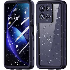 Lunivop Compatible with Motorola Moto G 2025 Case 6.7'' Waterproof DustproofIP68 Underwater Diving Clear Built-in Screen Protection Lanyard Military Grade Full Body(for Moto G 5G 2025 XT2513)