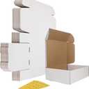 HORLIMER 13x10x4 inches Shipping Boxes Set of 15, White Corrugated Cardboard Box Literature Mailer, 15 Stickers Included