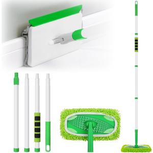 Baseboard Cleaner Tool with Handle, Extendable Long Handle Baseboard Floor Cleaning Tool Duster with Reusable Pads for Floorboard