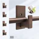 No Drilling Curtain Rod Brackets:Self Adhesive Curtain Rod Holders for Rod 5/8" No Nail,Easy Peel and Stick Curtain Rod Hooks No Drill for Bathroom, Livingroom, Kitchen,Dorm,Door(Bronze,4PCS)