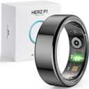 Herz P1 Smart Ring for Women & Men - 24/7 Health Metrics Fitness Ring, Tracks 20+ Biometrics, 6 Day Battery, Waterproof, iOS Android Compatible, Free APP, No Subscription (Black, 7, Black)