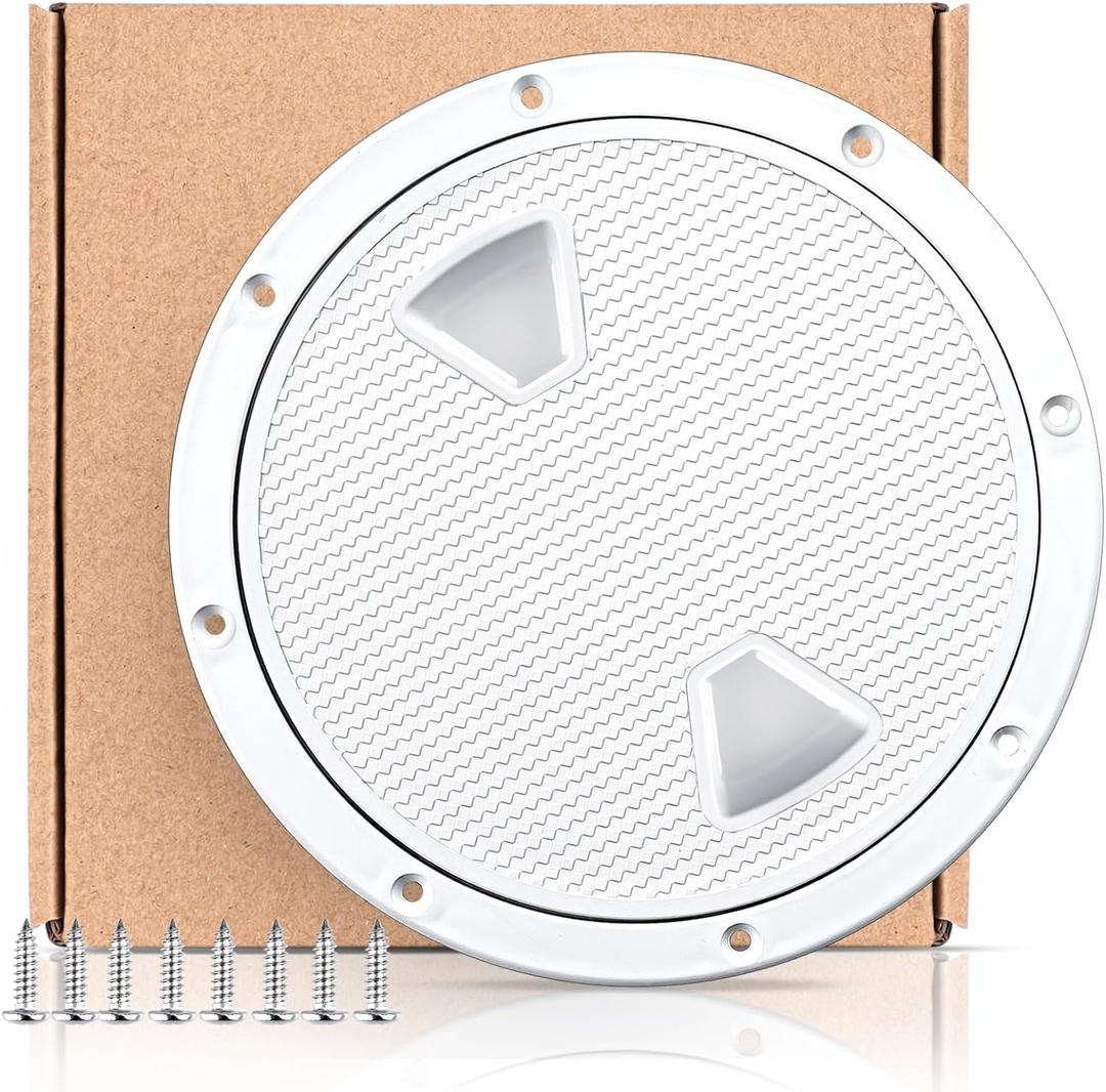Smartmarine Boat Hatch White 4" 6" 8" Round Non Slip Inspection Hatch w/Detachable Cover for Marine Boat Yacht (8 inch) (8 inch)