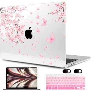 MEEgoodo Case for M5/M4/M3/M2 MacBook Air 13.6 inch Case 2026 2025 2024 2022, Fit Model A3449/A3240/A3113/A2681, Laptop Hard Shell Compatible with MacBook Air 13 inch, Cherry Blossoms