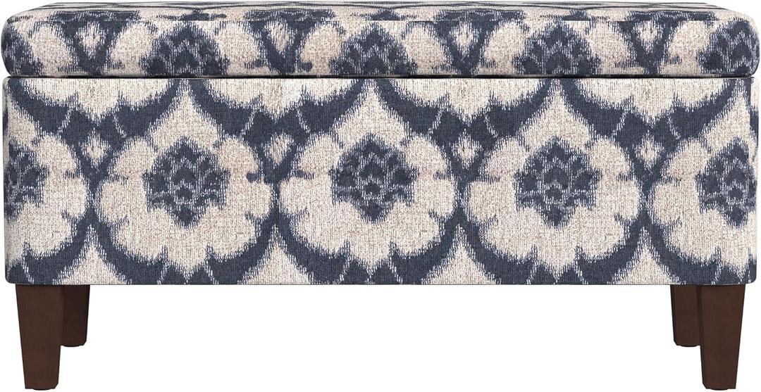 HomePop 36" Decorative Storage Bench - Blue Medallion Print, 16"D x 36"W x 18"H
