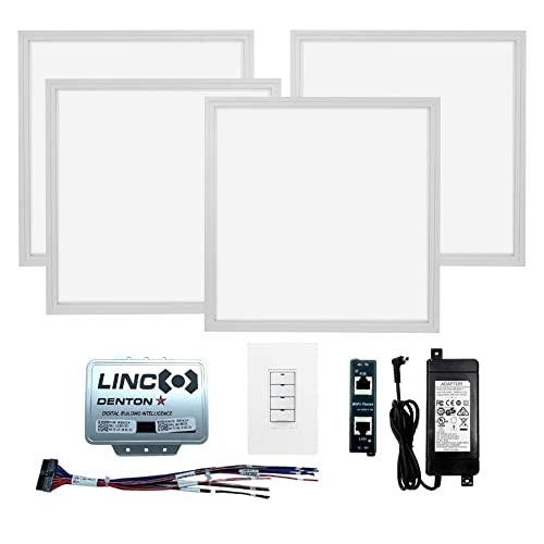 PoE Texas PoE Smart Light Kit with Recessed Lighting - Pre-Programmed Multi Room Kit - Two 2x2 LED Flat Panel Lights 4000k for Commercial Office Drop Ceiling - Power Over Ethernet Dimmable
