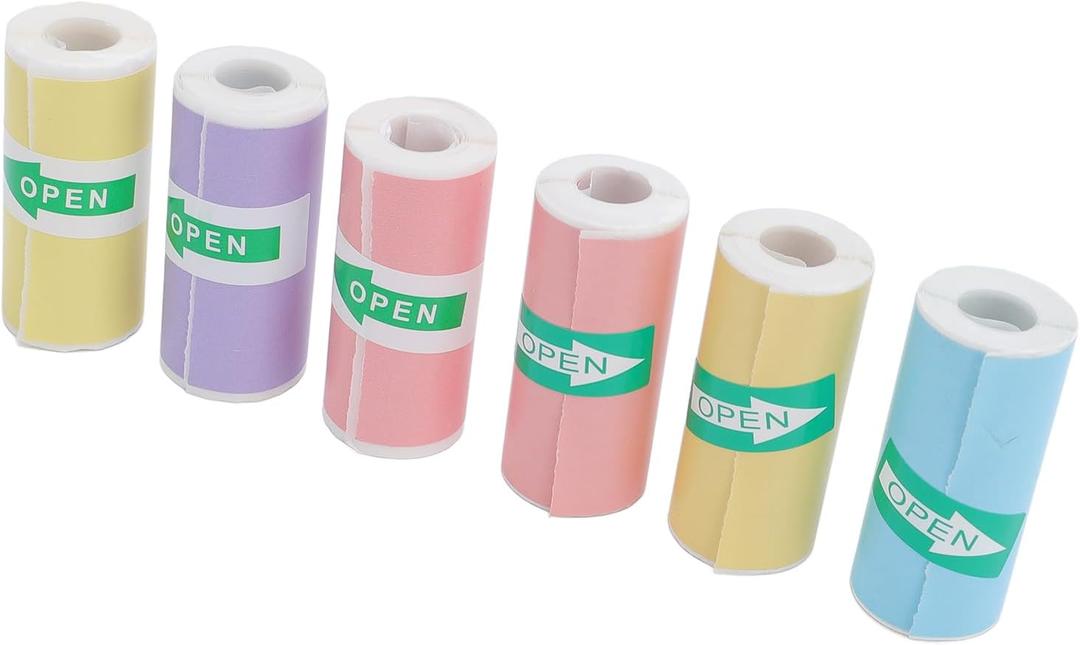 Mini Thermal Printer - 8 Rolls 50x15mm White Self-Adhesive Label Maker Tape for Portable Printer, Sticker Labels for Home Office School Organization