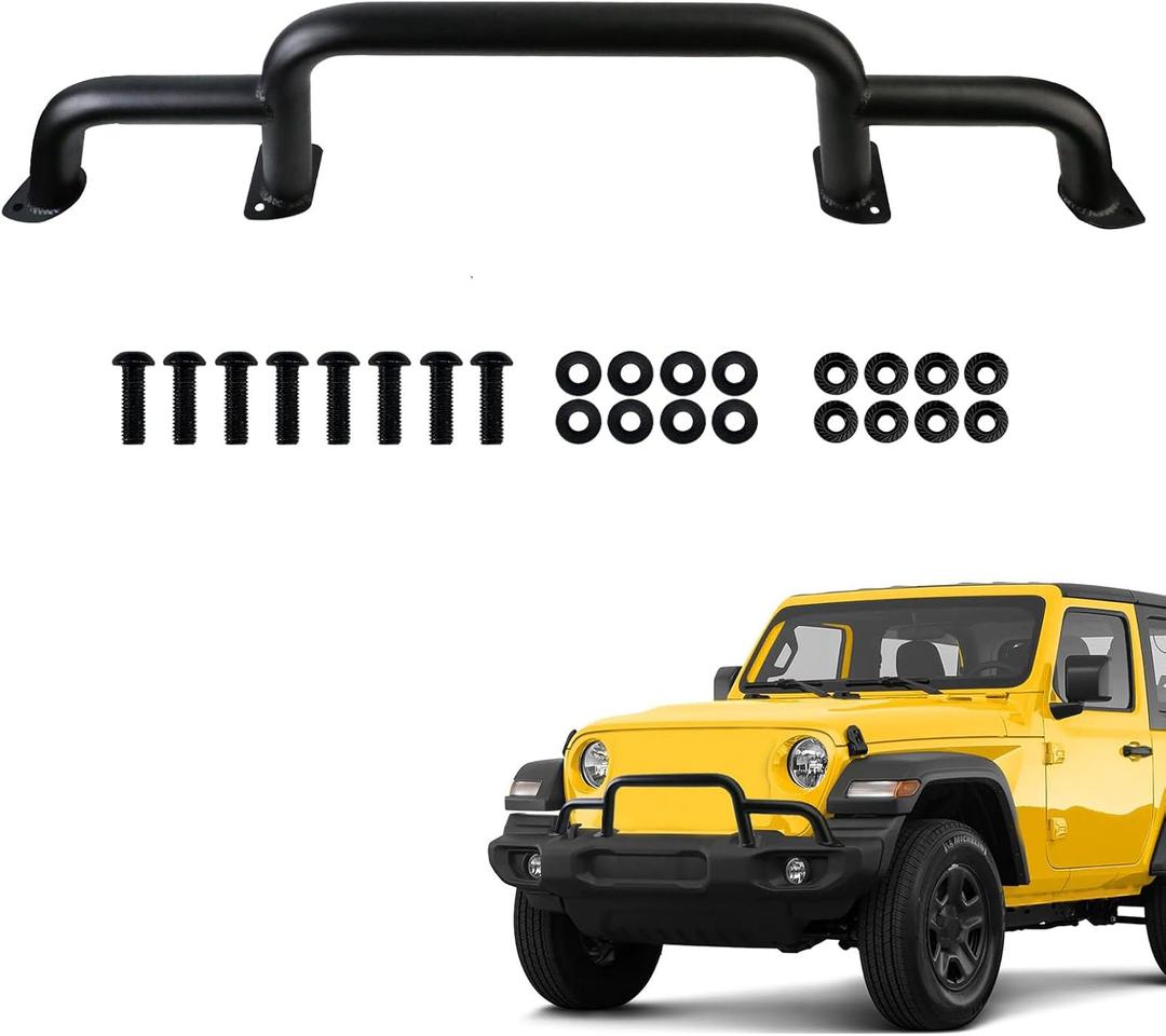 Grille Winch Brush Guard for Jeep Wrangler JL, Gladiator, JT (2018-2024) - Triple Hoop Bumper Bar Winch/Front Bumper Brush Guard Bull Bar, Replaces Part #82216474AA