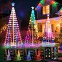 Smart Christmas Cone Tree LED Light, 6/7/8ft 900 LED Music Sync with Remote APP and Local Control, Pattern and Text Displayable, 16 Million Colors Light Show Tree for Indoor Outdoor Decorations