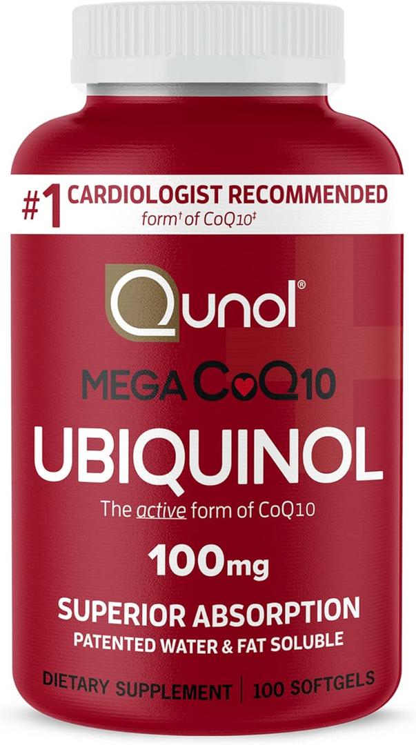 Qunol Mega Ubiquinol 100mg CoQ10, Superior Absorption, Patented Water and Fat Soluble Natural Supplement Form of Coenzyme Q10, Antioxidant for Heart Health, 100 Count Softgels BBD: 

08/31/2028