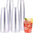 JOLLY CHEF 10 oz Clear Disposable Plastic Cups 100 Pack Clear Plastic Cups Tumblers, Heavy-duty Party Glasses, Disposable Cups for Thanksgiving, Party,Fathers Day
