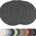 13"Round Placemats Set of 4, Reversible Faux Leather Heat Resistant Table Mats, 100% Waterproof Oilproof Wipeable Table Protective Placemats for Vinyl, Washable for Indoor & Outdoor Use (4, Deep Gray)