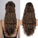 Drawstring Ponytail for Women, 26 inch Long Ponytail Extension, Synthetic Pony Tails Hair Extensions, Highlight Hair Extensions Ponytail for Daily Use (Color: Brown Mixed Honey Blonde)