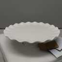 White Cake Stand, 10 Inch Cake Stands for Tea Party, Round Dessert Stand for 8 Inch Cake, Small Cake Plate Cupcake Stand for Dessert Table Display, Ruffle Trim