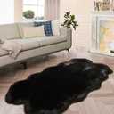 Black Shag Faux Fur 4x6 Area Rugs for Bedroom Washable Fuzzy Sheepskin Fur Rug for Living Room Nursery Rug
